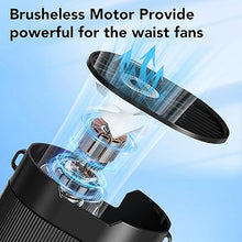 Load image into Gallery viewer, Rechargeable Waist Fan, Portable Fans with 25H Battery Life, 4 Speeds Adjustable Belt Fan Under Shirt, 6600 RPM Turbo Personal Dual Clip Fan, Hands-Free Hanging Neck Fan for Hiking, Outdoor, Jobsite