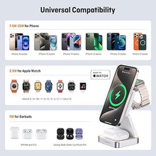 Load image into Gallery viewer, ?2024 Upgraded? Wireless Charger 3 in 1, Foldable Wireless Charging Station with Light for Apple MagSafe Charger, Travel Magnetic Charger for iPhone 16/15/14/13/12 Apple Watch AirPods 3/2 (White)