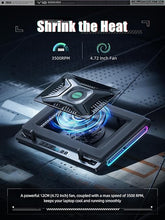 Load image into Gallery viewer, llano V10 Gaming Laptop Cooling Pad, RGB Laptop Cooler Stand with Powerful 4.72 Inch External Turbo Cooling Fan, Fast Cooling Computer 13-17.3in, Button Control, 3 Adjustable Stand, 4-Port USB C&A