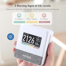 Load image into Gallery viewer, INKBIRD Portable CO2 Detector with Bluetooth, Smart Indoor Air Quality Monitor, can detects CO2, Temperature, Humidity, etc., Electronic Ink Display & 4 Years Battery Life, for Home, Office, motorhome