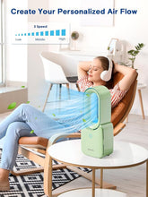 Load image into Gallery viewer, let'me Desk Fan, 11.8 Inch Portable Bladeless Fan Small Personal Cooling Fan with 5 Colors Touch Control LED Light, Quiet USB Table Fan for Home, Office, Bedroom Summer Gift
