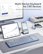 Load image into Gallery viewer, Samsers Foldable Bluetooth Keyboard with Touchpad, Full-Size Wireless Folding Keyboard with PU Leather, Portable Travel Keyboard for iOS Android Windows Mac OS, Support 3 Devices (BT5.1 x 3), Blue