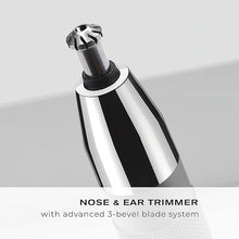 Load image into Gallery viewer, ConairMan Nose Hair Trimmer for Men, For Nose, Ear, and Eyebrows, Patent 360 Bevel Blade for No Pull, No Snag Trimming Experience, Cordless Trimmer 5 piece Set with Professional Metal Handle