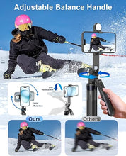 Load image into Gallery viewer, 71" Phone Tripod,Tripod for iPhone with Fill Light and Rechargeable Remote,Aluminum Selfie Stick Phone Stand Compatible with Cell Phone/Camera/Ring Light/DJI/GoPro
