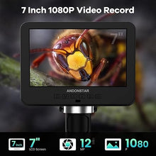 Load image into Gallery viewer, Andonstar AD246-M Digital Microscope for Adults, 3 Lens Soldering Microscope, 1080P FHD Video Record, 7 Inch LCD 500x, Coin Microscope, Biological Microscope Kit with 32G Card, Prepared Slides