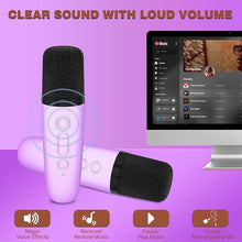 Load image into Gallery viewer, IROO Mini Karaoke Machine for Kids, Portable Bluetooth Speaker with 2 Wireless Microphones for Kids and Adults, Gifts for Girls and Boys Age 4-12 Year Old Birthday Party Home (Purple)