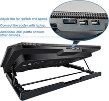 Load image into Gallery viewer, Laptop Cooling pad Laptop Cooler Stand Laptop Fan Cooling pad for 11-15.6 Inch Gaming Notebooks, 2 Turbine Fans,4 Angle Adjustable Laptop Cooling Stand (Black)