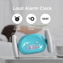 Load image into Gallery viewer, CLOCKY Extra Super Loud Alarm Clock for Heavy Sleepers Adults Kids Teens Bedroom, Move Jump Roll Run Away Easy to Set Smart Digital Alarm Clock on Wheels - Funny Gag Gift (Blue)