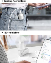 Load image into Gallery viewer, Gaiatop Portable Foldable Small Fan, Mini Hand Held Fan with USB Rechargeable 2000mAh Battery, Eyelash Fan for Girls, Travel For Women, Outdoor, White