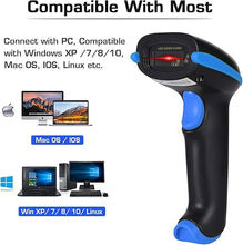 Load image into Gallery viewer, WoneNice Barcode Scanner Wireless 2-in-1 (2.4Ghz Wireless+USB 2.0 Wired) Handheld Bar Code Scanner Reader (Blue)