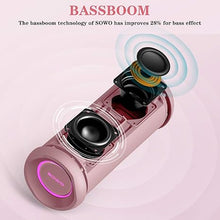 Load image into Gallery viewer, Outdoor Portable Bluetooth Speaker, Wireless IPX7 Waterproof Speaker, 25W Loud Sound, Bassboom Technology, TWS Pairing, 16H Playtime, Speaker with Lights - Pink