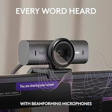 Load image into Gallery viewer, Logitech MX Brio Ultra HD 4K Collaboration and Streaming Webcam, 1080p at 60 FPS, Dual Noise Reducing Mics, Show Mode, USB-C, Webcam Cover, Works with Microsoft Teams, Zoom, Google Meet - Graphite