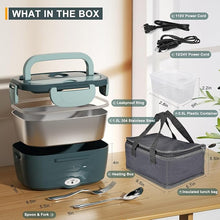 Load image into Gallery viewer, Monteka Electric Lunch Box Food Heater - Leakproof Portable Food Warmer heated lunch box for adults for Car/Home/Truck with 1.5L Removable Stainless Steel Container, 12V/24V/110V
