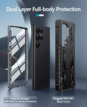 Load image into Gallery viewer, FNTCASE for Samsung Galaxy S25-Ultra Case: Military Grade Drop Proof Protection Mobile Cover with Kickstand | Matte Textured Rugged Shockproof TPU | Protective Sturdy Phone Case - Black