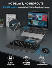 Load image into Gallery viewer, Wireless Keyboard and Mouse Combo, Ergonomic Keyboard with Wrist Rest, Phone Holder, Sleep Mode, 2.4G Lag-Free Rechargeable Compact Silent Cordless Keyboard Mouse for Windows, Mac, Laptop, PC (Black)