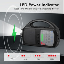 Load image into Gallery viewer, AM FM NOAA Weather Radio,Portable Emergency Radio with Flashlight. Radio with bluetooth 5.0, USB, AUX IN Powered by Built-in Rechargeable Battery or 4 AA Battery Radio for Home Indoor BLACK