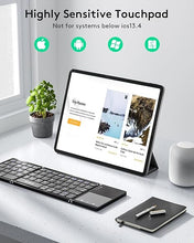 Load image into Gallery viewer, Samsers Multi-Device Foldable Bluetooth Keyboard with Touchpad, Rechargeable Dual-Mode(2.4G+BTx2) Wireless Keyboard with Holder, Portable Folding Keyboard for Android Windows iOS Mac OS - Black