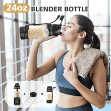 Load image into Gallery viewer, Portable Blender with Insulated Carrying Case & Recipe Book for Shakes and Smoothies, 24 OZ Personal Juicer Electric Protein Shaker Bottle, Mini Small Blender Cup with USB-C Rechargeable, Travel Lid