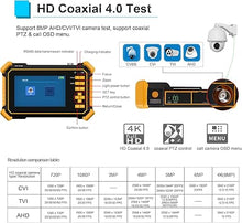 Load image into Gallery viewer, CCTV Camera Tester Support 8MP TVI CVI AHD CVBS Analog Camera Tester 4.3 inches Screen RS485 PTZ Control Audio Test 12V Power Output