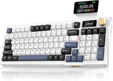 Load image into Gallery viewer, RedThunder K95 Wireless Mechanical Keyboard, TFT Screen & Knob, Tri-Mode BT5.0/2.4GHz/USB-C Hot Swappable Custom, Pre-lubed Linear Switches, Gasket Structure, RGB Gaming Keyboard, Snowy White-Blue