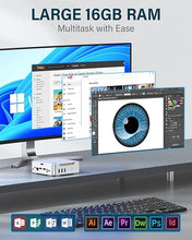 Load image into Gallery viewer, KAMRUI GK3Plus Mini PC, 16GB RAM 512GB M.2 SSD Mini Computers,12th Gen Alder Lake N95 (up to 3.4GHz) Micro PC, 2.5''SSD, Gigabit Ethernet, 4K UHD, WiFi, BT, VESA/Home/Business Mini Desktop Computers