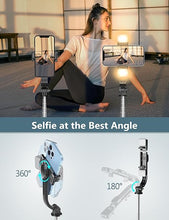 Load image into Gallery viewer, Selfie Stick Tripod with Light, 45'' Selfie Stick with Wireless Remote, Portable Phone Tripod Compatible with iPhone 15 Pro Max/15/14 Pro/14/13, Samsung S22/ S23 Ultra/Android Smartphone