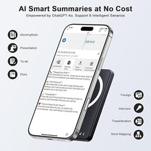 Load image into Gallery viewer, AI Voice Recorder, Digital Voice Recorder App Control, Transcribe & Summarize & Translation Empowered by ChatGPT, Wireless Charging, 107 Languages, 64GB Memory (White)