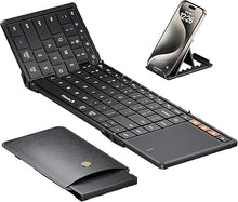 Load image into Gallery viewer, ProtoArc Foldable Keyboard with Touchpad, XK01 TP Folding Portable Keyboard, Full Size Keys, Large Trackpad Bluetooth Travel Keyboard for iPad, iPhone, Laptop PC Tablets -Black