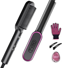Load image into Gallery viewer, Hair Straightener Brush, TYMO Ring Hair Straightener Comb Straightening Brush for Women with 5 Temps 20s Fast Heating & Dual Voltage, Black