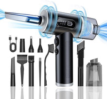 Load image into Gallery viewer, Electric Compressed Air Duster & Vacuum 2 in 1, Dust Air Blower for Electronics Computers PC Keyboard Handheld Cordless Vacuum Cleaner - 3 Gear 50000RPM 6000mAh Rechargeable with Display