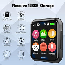 Load image into Gallery viewer, 128GB MP3 Player with Bluetooth 5.3, Portable Digital Lossless Music Player with Built-in Speaker, 2.0 in Full Touch Screen, HiFi Sound, FM Radio, Voice Recorder, Earphones Included