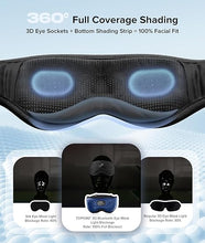Load image into Gallery viewer, TOPOINT Sleep Mask, Sleep Headphones Wireless Bluetooth with White Noise, 3D Eye Mask 100% Light Blocking for Back/Side Sleepers Men Women