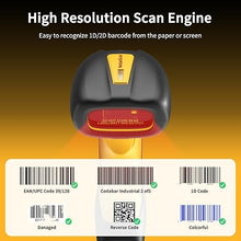 Load image into Gallery viewer, NetumScan Upgraded Industrial Bluetooth QR Barcode Scanner, IP67 Waterproof & 7M Drop Proof, 2600mAh Wireless 1D 2D Bar Code Scanner with Charging Stand for Store, POS, Computer, iPhone, Android