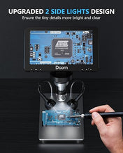 Load image into Gallery viewer, 7'' Digital Microscope 1200X,Dcorn 12MP 1080P Photo/Video Microscope for Adults Soldering Coins,Metal Stand,Wired Remote,10 LED Fill Lights,PC View,Windows/Mac Compatible