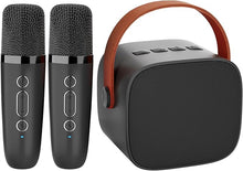 Load image into Gallery viewer, IROO Mini Karaoke Machine with 2 Wireless Microphone,Bluetooth Speaker for Kids and Adults,Gifts for Girls and Boys 4, 5, 6, 7, 8, 9, 10 +Year Old Birthday Party Home (Black)
