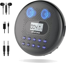 Load image into Gallery viewer, ARAFUNA Portable CD Player with Dual Stereo Speakers, Rechargeable CD Player for Car with Anti-Skip Protection, Walkman CD Player with Headphones and AUX Cable