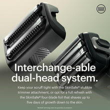 Load image into Gallery viewer, MANSCAPED® The Chairman™ PRO Men’s Foil Shaver - Two Interchangeable Blade Heads, SkinSafe® Four-Blade Foil & Stubble Trimmer, Face Shaver, USB-C & Wireless Compatible Charging, Gentle on Neck Area