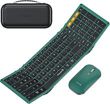 Load image into Gallery viewer, ProtoArc Foldable Keyboard and Mouse, XKM01 Folding Wireless Keyboard Mouse Combo for Business and Travel, 2.4G+Dual Bluetooth Full-Size Portable Keyboard for Laptop iPads Tablets - Green