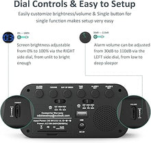 Load image into Gallery viewer, Digital Dual Alarm Clock for Bedroom, Easy to Set, 0-100% Dimmer, USB Charger, 5 Sounds Adjustable Volume, Weekday/Weekend Mode, Snooze, 12/24Hr, Battery Backup, Compact for Bedside(Blue)