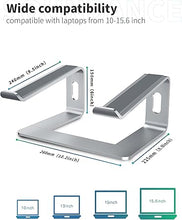 Load image into Gallery viewer, SOUNDANCE Laptop Stand, Aluminum Computer Riser, Ergonomic Laptops Elevator for Desk, Metal Holder Compatible with 10 to 15.6 Inches Notebook Computer, Silver
