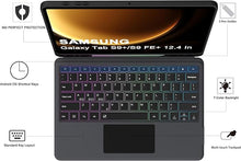 Load image into Gallery viewer, for 12.4 inch Samsung Galaxy Tab S9 FE+/S9+ Case with Detachable Keyboard : DIY 3-Zone 7 Colors Backlit Keyboard Cases with Touchpad - Tab S9 FE Plus/S9 Plus 12.4" Keyboard Case with S Pen Holder
