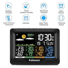 Load image into Gallery viewer, Kalawen Home Wireless Weather Station Multiple Sensors with Atomic Clock, Indoor/Outdoor Thermometer Wireless Humidity Barometer Monitor