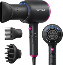Load image into Gallery viewer, Wavytalk Professional Hair Dryer with Diffuser, 1875W Blow Dryer Ionic Hair Dryer for Women with Constant Temperature, Hair Dryer with Ceramic Technology Fasting Drying Light and Quiet, Black