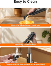 Load image into Gallery viewer, ruwa Car Vacuum Cleaner Handheld Vacuum Cordless, Hand Vacuum Rechargeable with 14000PA High Power, 2 Speeds, 300ml Dust Cup, Lightweight, Portable Mini Vacuum for Car, Home and Pet Hair(Black)