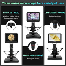Load image into Gallery viewer, Andonstar AD246S-P HDMI Digital Microscope with 7'' Screen, 4000x 3 Lens 2160P UHD Video Record, Coin Microscope for Error Coins, Biological Microscope Kit for Adults and Kids, Prepred Slides