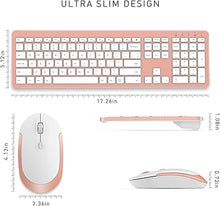 Load image into Gallery viewer, Wireless Keyboard and Mouse Combo - Full Size Slim Thin Wireless Keyboard Mouse with Numeric Keypad 2.4G Stable Connection Adjustable DPI - Rose Gold & White