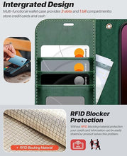 Load image into Gallery viewer, OCASE for iPhone 16 Pro Case Detachable Wallet Case with Card Holder, 2 in 1 Pu Leather Flip Folio with RFID Blocking Stand Wrist Strap Shockproof Phone Cover 6.3 Inch 2024, Blackish Green