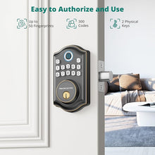 Load image into Gallery viewer, Keyless Entry Door Lock with APP Control - Fingerprint Deadbolt Door Lock, Electronic Keypad Lock, Smart Locks for Front Door, Auto-Lock & One Touch Locking with Bluetooth - Oil Rubbed Bronze