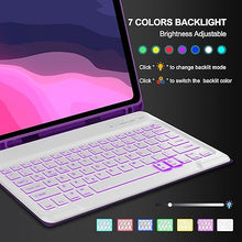 Load image into Gallery viewer, iPad Air 13 inch Keyboard Case (M2, 2024), Detachable Bluetooth Keyboard| 7 Colors RGB Backlit| Slim Folio Cover with Pencil Holder for iPad Pro 12.9 inch 6th 2022/5th 2021/4th 2020/3rd 2018 Gen PUR