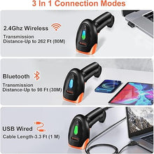 Load image into Gallery viewer, KUIIYER Bluetooth Barcode Scanner, Wireless 2D QR 1D Bar Code Scanners Handheld Barcode Reader with Updated 800 X 600 Pixel CMOS, Plug & Play for Warehouse, Library, Supermarket, Square POS System